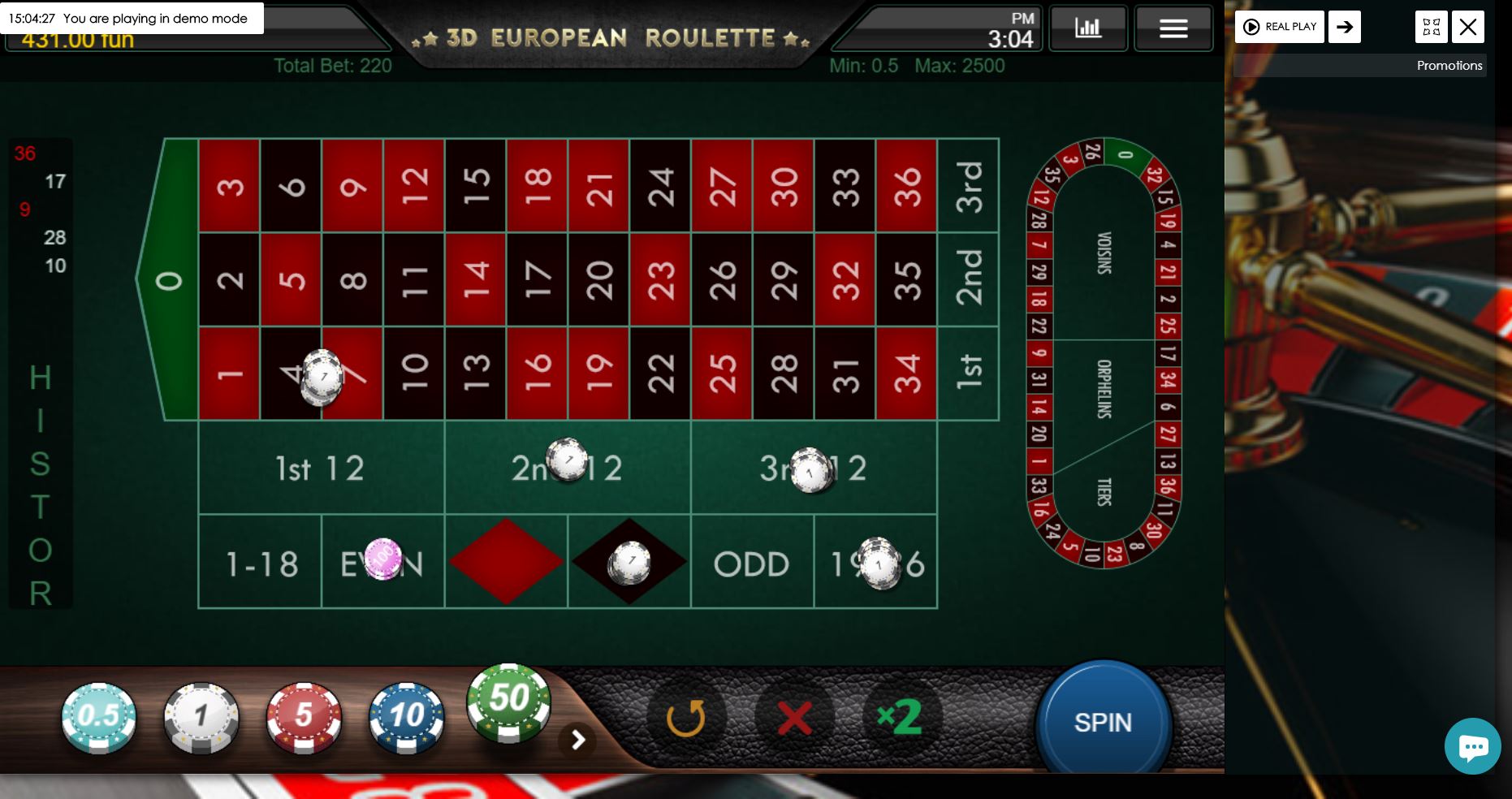 3D European Roulette Top View