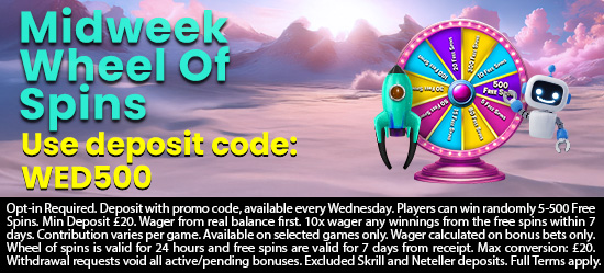Midweek wheel of prizes